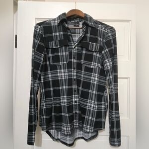 Cowgirl Tuff Black and White Plaid Button Down Shirt